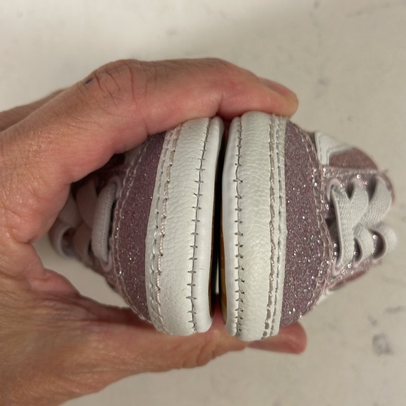 VANS Old Skool crib shoes Size 1 Baby Glittery Pink Kids Shoes - Picture 5 of 17